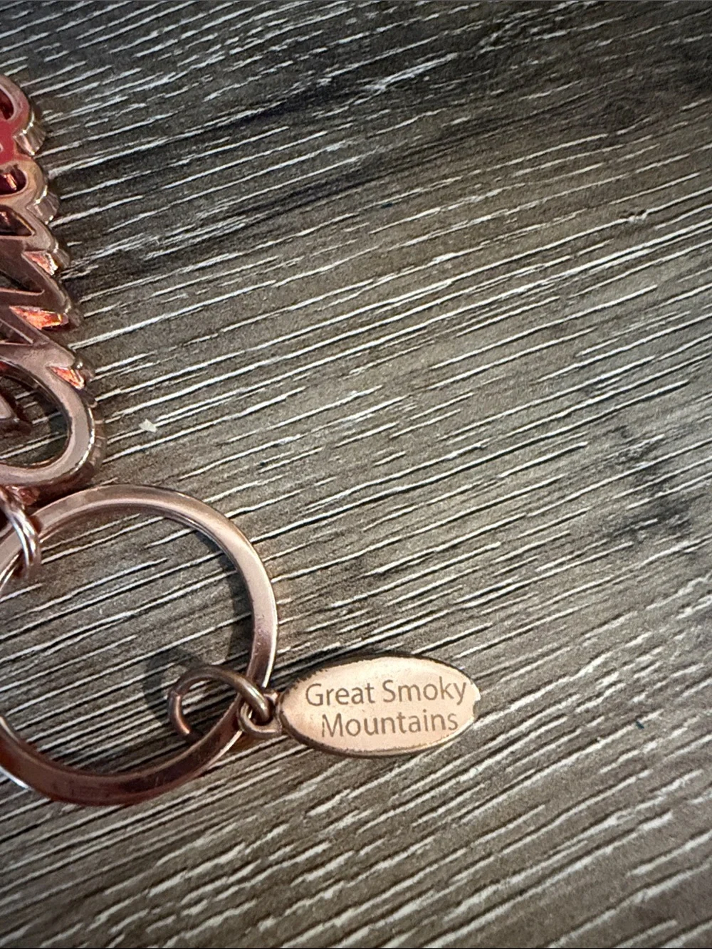 Rose Gold Chloe Script Keychain Great Smoky Mountains Some Rubbing